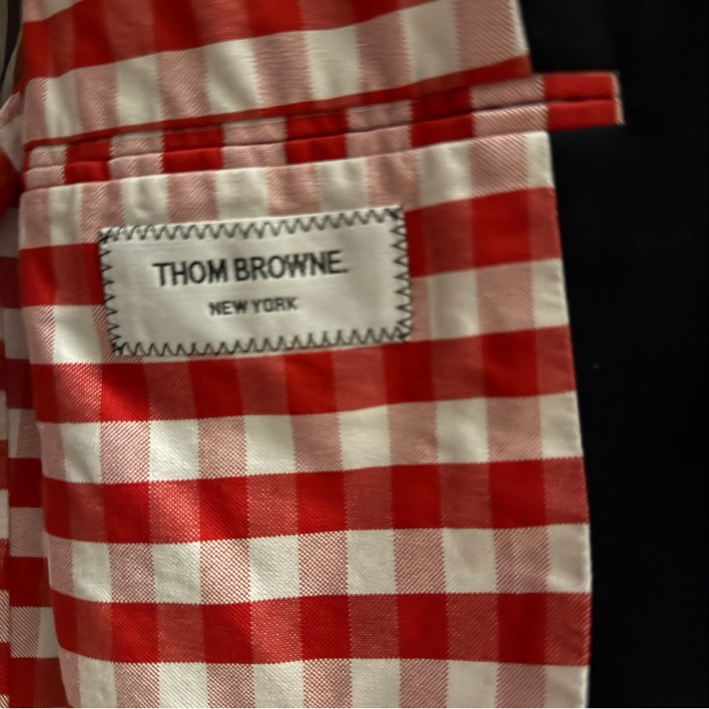 Thom Browne Dark Blue Men's Jacket with Red Accents - Picture 3 of 13
